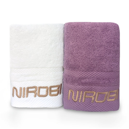 NIROBI Gym Towels White and purple